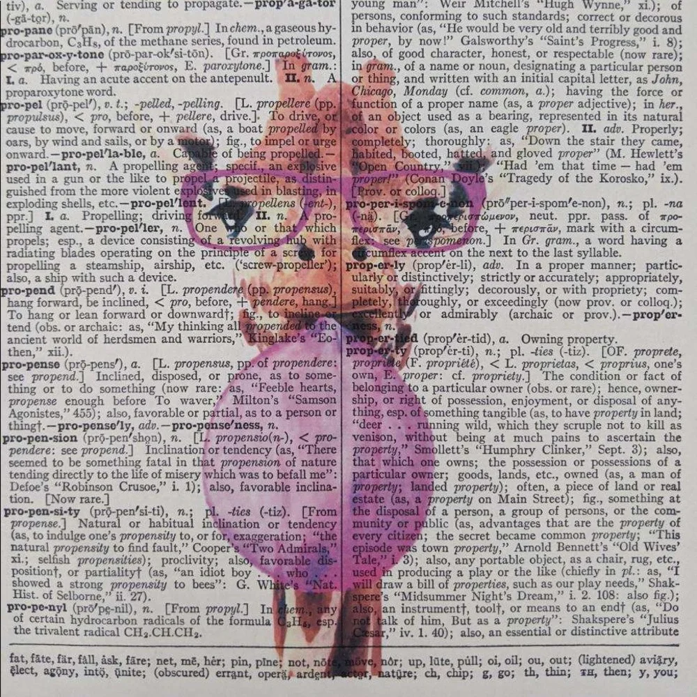 Watercolor Giraffe Vintage Dictionary Page Art